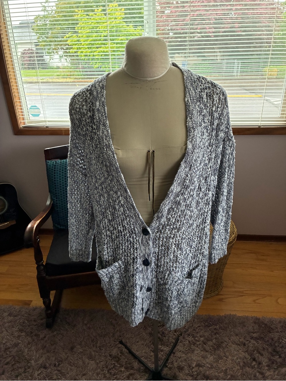 Caslon Gray Marled Button Cardigan Sweater